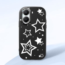 HONTINGA Poco X7 Pro ile Uyumlu Kılıfı Kamera Korumalı Düşüme Önleyici Basitlik Siyah Yumuşak Silikon Telefon Kılıfı Siyah Yıldız Desenli K4-0245