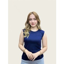 Levamor Kadın Sıfır Kollu Bisiklet Yaka Likralı Pamuklu Body