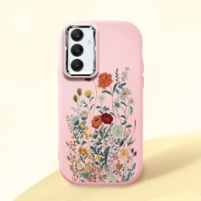 HONTINGA Samsung Galaxy A25 ile Uyumlu Kılıfı Kamera Korumalı Düşüme Önleyici Basitlik Pembe Yumuşak Silikon Telefon Kılıfı Çiçek Desenli K4-0242