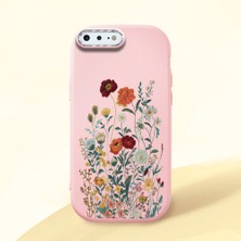 HONTINGA iPhone 8 Plus ile Uyumlu Kılıfı Kamera Korumalı Düşüme Önleyici Basitlik Pembe Yumuşak Silikon Telefon Kılıfı Çiçek Desenli K4-0242