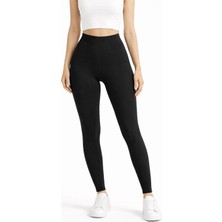 Lollik Kadın Yüksek Bel Toparlayıcı Basic Tayt - Esnek Mat Kumaş Günlük Spor Tayt