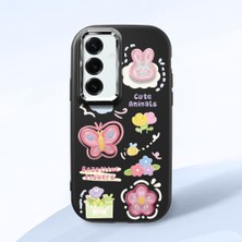 HONTINGA Samsung Galaxy S25 Plus ile Uyumlu Kılıfı Kamera Korumalı Düşüme Önleyici Basitlik Siyah Yumuşak Silikon Telefon Kılıfı Hayvan Desenli K4-0249