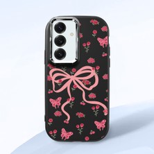 HONTINGA Samsung Galaxy S25 ile Uyumlu Kılıfı Kamera Korumalı Düşüme Önleyici Basitlik Siyah Yumuşak Silikon Telefon Kılıfı Fiyonk Desenli K4-0253