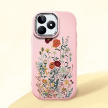 HONTINGA Realme Note 50 ile Uyumlu Kılıfı Kamera Korumalı Düşüme Önleyici Basitlik Pembe Yumuşak Silikon Telefon Kılıfı Çiçek Desenli K4-0242