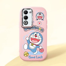 HONTINGA Oppo A5 ile Uyumlu Kılıfı Kamera Korumalı Düşüme Önleyici Basitlik Pembe Yumuşak Silikon Telefon Kılıfı Doraemon Desenli K4-0251
