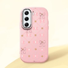 HONTINGA Tecno Camon 40 Pro 5g ile Uyumlu Kılıfı Kamera Korumalı Düşüme Önleyici Basitlik Pembe Yumuşak Silikon Telefon Kılıfı Küçük Fiyonk Desenli K4-0252