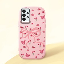 HONTINGA Samsung Galaxy A04S ile Uyumlu Kılıfı Kamera Korumalı Düşüme Önleyici Basitlik Pembe Yumuşak Silikon Telefon Kılıfı Fiyonk Desenli K4-0253