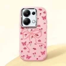 HONTINGA Poco M6 Pro 4g ile Uyumlu Kılıfı Kamera Korumalı Düşüme Önleyici Basitlik Pembe Yumuşak Silikon Telefon Kılıfı Fiyonk Desenli K4-0253