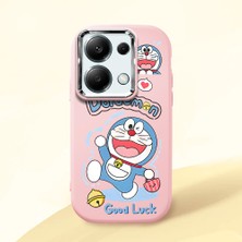 HONTINGA Redmi Note 13 Pro 4g ile Uyumlu Kılıfı Kamera Korumalı Düşüme Önleyici Basitlik Pembe Yumuşak Silikon Telefon Kılıfı Doraemon Desenli K4-0251