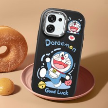 HONTINGA Oppo A6 Pro ile Uyumlu Kılıfı Kamera Korumalı Düşüme Önleyici Basitlik Siyah Yumuşak Silikon Telefon Kılıfı Doraemon Desenli K4-0251