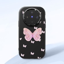 HONTINGA Vivo X300 ile Uyumlu Kılıfı Kamera Korumalı Düşüme Önleyici Basitlik Siyah Yumuşak Silikon Telefon Kılıfı Kelebek Desenli K4-0260