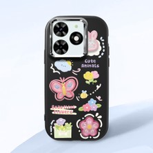 HONTINGA Tecno Spark Go 2024 ile Uyumlu Kılıfı Kamera Korumalı Düşüme Önleyici Basitlik Siyah Yumuşak Silikon Telefon Kılıfı Hayvan Desenli K4-0249