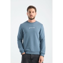 Orman Yeşili Erkek Üç Iplik Sweatshirt Regular Fit Pamuklu Bisiklet Yaka Günlük Spor Basic Xl