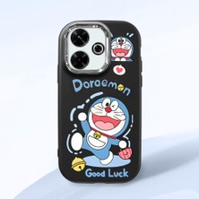 HONTINGA Redmi 13 ile Uyumlu Kılıfı Kamera Korumalı Düşüme Önleyici Basitlik Siyah Yumuşak Silikon Telefon Kılıfı Doraemon Desenli K4-0251
