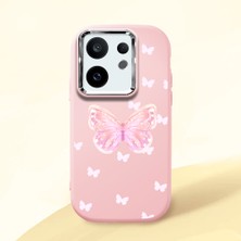 HONTINGA Vivo X200 Fe ile Uyumlu Kılıfı Kamera Korumalı Düşüme Önleyici Basitlik Pembe Yumuşak Silikon Telefon Kılıfı Kelebek Desenli K4-0260