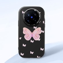 HONTINGA Vivo X200 Pro ile Uyumlu Kılıfı Kamera Korumalı Düşüme Önleyici Basitlik Siyah Yumuşak Silikon Telefon Kılıfı Kelebek Desenli K4-0260
