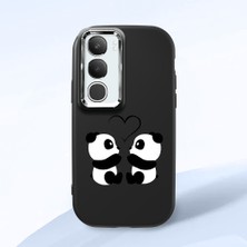 HONTINGA Vivo Y19S ile Uyumlu Kılıfı Kamera Korumalı Düşüme Önleyici Basitlik Siyah Yumuşak Silikon Telefon Kılıfı Panda Desenli K4-0239