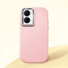 HONTINGA Vivo Y02S ile Uyumlu Kılıfı Kamera Korumalı Düşüme Önleyici Basitlik Pembe Yumuşak Silikon Telefon Kılıfı K4-0000