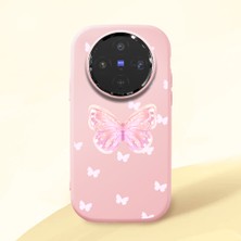 HONTINGA Vivo X300 ile Uyumlu Kılıfı Kamera Korumalı Düşüme Önleyici Basitlik Pembe Yumuşak Silikon Telefon Kılıfı Kelebek Desenli K4-0260