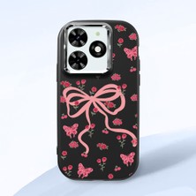 HONTINGA Infinix Smart 8 ile Uyumlu Kılıfı Kamera Korumalı Düşüme Önleyici Basitlik Siyah Yumuşak Silikon Telefon Kılıfı Fiyonk Desenli K4-0253