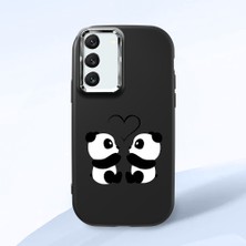 HONTINGA Samsung Galaxy S22 ile Uyumlu Kılıfı Kamera Korumalı Düşüme Önleyici Basitlik Siyah Yumuşak Silikon Telefon Kılıfı Panda Desenli K4-0239