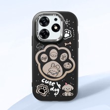 HONTINGA Tecno Spark 10 Pro ile Uyumlu Kılıfı Kamera Korumalı Düşüme Önleyici Basitlik Siyah Yumuşak Silikon Telefon Kılıfı Köpek Desenli K4-0233