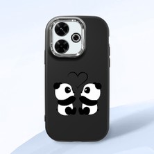 HONTINGA Xiaomi Redmi 13X ile Uyumlu Kılıfı Kamera Korumalı Düşüme Önleyici Basitlik Siyah Yumuşak Silikon Telefon Kılıfı Panda Desenli K4-0239