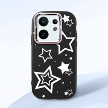 HONTINGA Vivo X200 Fe ile Uyumlu Kılıfı Kamera Korumalı Düşüme Önleyici Basitlik Siyah Yumuşak Silikon Telefon Kılıfı Siyah Yıldız Desenli K4-0245