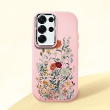 HONTINGA Samsung Galaxy S25 Ultra ile Uyumlu Kılıfı Kamera Korumalı Düşüme Önleyici Basitlik Pembe Yumuşak Silikon Telefon Kılıfı Çiçek Desenli K4-0242