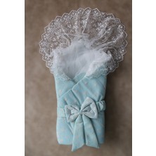 Akıllı Durak Yenidoğan Sedef Kareli Duvaklı Kız Kundak Bebek Battaniyesi