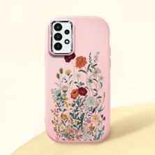 HONTINGA Samsung Galaxy A13 ile Uyumlu Kılıfı Kamera Korumalı Düşüme Önleyici Basitlik Pembe Yumuşak Silikon Telefon Kılıfı Çiçek Desenli K4-0242