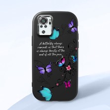 HONTINGA Xiaomi Redmi Note 10 4g ile Uyumlu Kılıfı Kamera Korumalı Düşüme Önleyici Basitlik Siyah Yumuşak Silikon Telefon Kılıfı Kelebek Desenli K4-0243