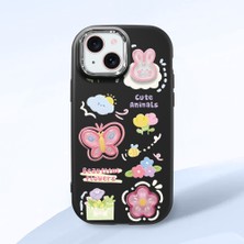 HONTINGA iPhone 15 ile Uyumlu Kılıfı Kamera Korumalı Düşüme Önleyici Basitlik Siyah Yumuşak Silikon Telefon Kılıfı Hayvan Desenli K4-0249