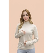 Levamor Kadın Boğazlı Balıkçı Yaka Parmak Geçmeli Detaylı Likralı Pamuklu Body