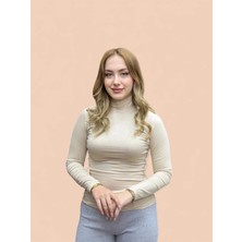 Levamor Kadın Boğazlı Balıkçı Yaka Uzun Kollu Likralı Pamuklu Body