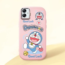 HONTINGA Samsung Galaxy A04E ile Uyumlu Kılıfı Kamera Korumalı Düşüme Önleyici Basitlik Pembe Yumuşak Silikon Telefon Kılıfı Doraemon Desenli K4-0251