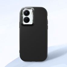 HONTINGA Vivo Y02S ile Uyumlu Kılıfı Kamera Korumalı Düşüme Önleyici Basitlik Siyah Yumuşak Silikon Telefon Kılıfı K4-0000
