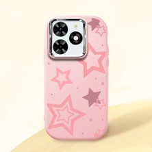 HONTINGA Infinix Smart 8 ile Uyumlu Kılıfı Kamera Korumalı Düşüme Önleyici Basitlik Pembe Yumuşak Silikon Telefon Kılıfı Renkli Yıldızlar Desenli K4-0232