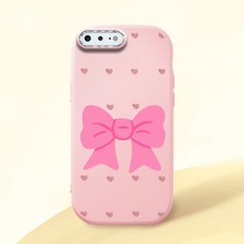 HONTINGA iPhone 8 Plus ile Uyumlu Kılıfı Kamera Korumalı Düşüme Önleyici Basitlik Pembe Yumuşak Silikon Telefon Kılıfı Fiyonk Desenli K4-0259