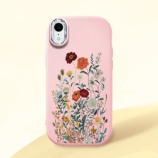 HONTINGA iPhone Xr ile Uyumlu Kılıfı Kamera Korumalı Düşüme Önleyici Basitlik Pembe Yumuşak Silikon Telefon Kılıfı Çiçek Desenli K4-0242