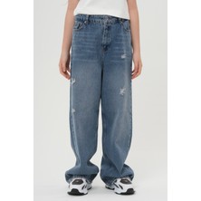 Haykids Erkek Füme Geniş Paça Baggy Alt Giyim Kot Pantolon