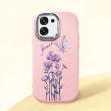 HONTINGA Oppo A6 Pro ile Uyumlu Kılıfı Kamera Korumalı Düşüme Önleyici Basitlik Pembe Yumuşak Silikon Telefon Kılıfı Mor Kelebek Desenli K4-0244