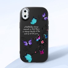 HONTINGA iPhone x ile Uyumlu Kılıfı Kamera Korumalı Düşüme Önleyici Basitlik Siyah Yumuşak Silikon Telefon Kılıfı Kelebek Desenli K4-0243
