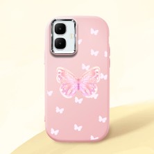 HONTINGA Infinix Smart 10 ile Uyumlu Kılıfı Kamera Korumalı Düşüme Önleyici Basitlik Pembe Yumuşak Silikon Telefon Kılıfı Kelebek Desenli K4-0260