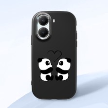 HONTINGA Poco X7 Pro ile Uyumlu Kılıfı Kamera Korumalı Düşüme Önleyici Basitlik Siyah Yumuşak Silikon Telefon Kılıfı Panda Desenli K4-0239