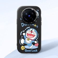 HONTINGA Vivo X200 Pro ile Uyumlu Kılıfı Kamera Korumalı Düşüme Önleyici Basitlik Siyah Yumuşak Silikon Telefon Kılıfı Doraemon Desenli K4-0251