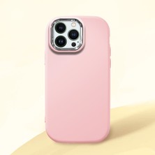 HONTINGA iPhone 13 Pro ile Uyumlu Kılıfı Kamera Korumalı Düşüme Önleyici Basitlik Pembe Yumuşak Silikon Telefon Kılıfı K4-0000