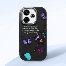 HONTINGA Xiaomi Redmi 13X ile Uyumlu Kılıfı Kamera Korumalı Düşüme Önleyici Basitlik Siyah Yumuşak Silikon Telefon Kılıfı Kelebek Desenli K4-0243