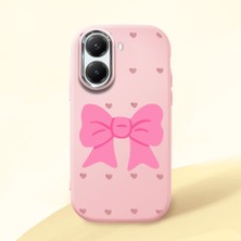 HONTINGA Poco X7 Pro ile Uyumlu Kılıfı Kamera Korumalı Düşüme Önleyici Basitlik Pembe Yumuşak Silikon Telefon Kılıfı Fiyonk Desenli K4-0259