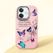 HONTINGA Oppo A3X 4g ile Uyumlu Kılıfı Kamera Korumalı Düşüme Önleyici Basitlik Pembe Yumuşak Silikon Telefon Kılıfı Kelebek Desenli K4-0243